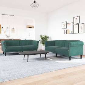 Zweiteilige Sofagarnitur aus dunkelgrünem Samt von vidaXL, Sofas - Ref: Foro24-3209221, Preis: 525,87 €, Rabatt: %