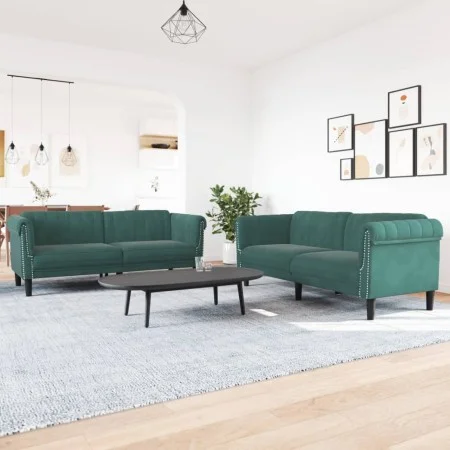 Zweiteilige Sofagarnitur aus dunkelgrünem Samt von vidaXL, Sofas - Ref: Foro24-3209221, Preis: 517,83 €, Rabatt: %