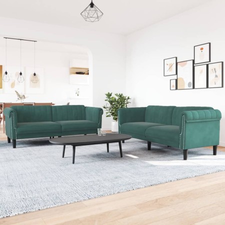 Zweiteilige Sofagarnitur aus dunkelgrünem Samt von vidaXL, Sofas - Ref: Foro24-3209221, Preis: 525,87 €, Rabatt: %