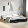 Black engineered wood bed frame with drawers 200x200 cm by vidaXL, Beds and slatted bases - Ref: Foro24-3280721, Price: 183,1...