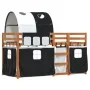 Bunk bed with black and white pine solid wood curtains 90x200 cm by vidaXL, Beds and slatted bases - Ref: Foro24-3284036, Pri...