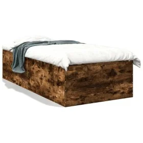 Smoked oak engineered wood bed frame 90x200 cm by vidaXL, Beds and slatted bases - Ref: Foro24-3280969, Price: 105,94 €, Disc...