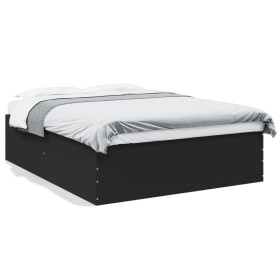 Black engineered wood bed frame 150x200 cm by vidaXL, Beds and slatted bases - Ref: Foro24-3280917, Price: 152,99 €, Discount: %