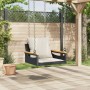 Schaukelbank mit schwarzen synthetischen Rattankissen 63x62x40 cm von vidaXL, Gartenbänke - Ref: Foro24-368164, Preis: 79,94 ...