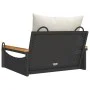 Schaukelbank mit schwarzen synthetischen Rattankissen 63x62x40 cm von vidaXL, Gartenbänke - Ref: Foro24-368164, Preis: 84,97 ...