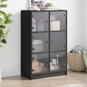 Tall sideboard with black engineered wood doors 68x37x109 cm by vidaXL, Sideboards - Ref: Foro24-3295851, Price: 114,78 €, Di...