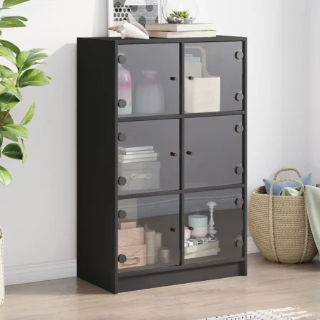Tall sideboard with black engineered wood doors 68x37x109 cm by vidaXL, Sideboards - Ref: Foro24-3295851, Price: 114,78 €, Di...