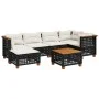 Set de sofás de jardín 7 pzas con cojines ratán sintético negro de vidaXL, Conjuntos de jardín - Ref: Foro24-3261920, Precio:...