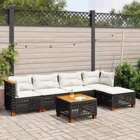 6-piece garden sofa set and black synthetic rattan cushions by vidaXL, Garden sets - Ref: Foro24-3261794, Price: 488,88 €, Di...
