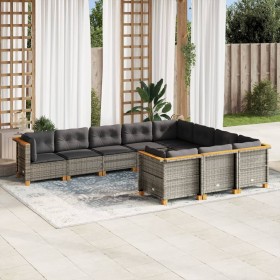 10-piece garden sofa set with gray synthetic rattan cushions by vidaXL, Garden sets - Ref: Foro24-3262032, Price: 727,86 €, D...