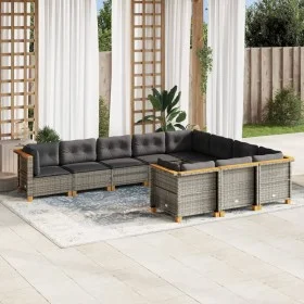 10-piece garden sofa set with gray synthetic rattan cushions by vidaXL, Garden sets - Ref: Foro24-3262032, Price: 807,55 €, D...