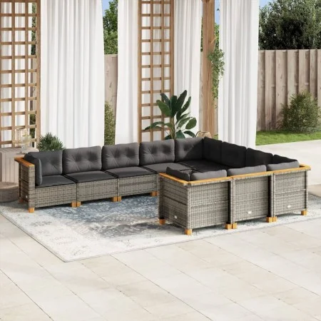 10-piece garden sofa set with gray synthetic rattan cushions by vidaXL, Garden sets - Ref: Foro24-3262032, Price: 807,55 €, D...