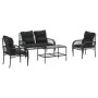4-piece garden sofa set with black synthetic rattan cushions by vidaXL, Garden sets - Ref: Foro24-368727, Price: 350,96 €, Di...