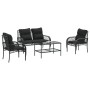 4-piece garden sofa set with black synthetic rattan cushions by vidaXL, Garden sets - Ref: Foro24-368727, Price: 357,82 €, Di...
