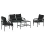 4-piece garden sofa set with black synthetic rattan cushions by vidaXL, Garden sets - Ref: Foro24-368727, Price: 350,96 €, Di...