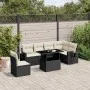7-teiliges Gartensofa-Set mit schwarzen synthetischen Rattankissen von vidaXL, Gartensets - Ref: Foro24-3267936, Preis: 470,5...