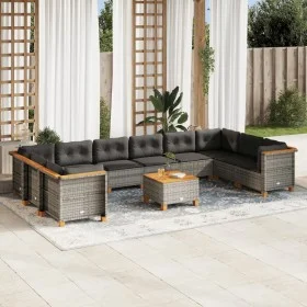 11-teiliges Gartensofa-Set und graue synthetische Rattankissen von vidaXL, Gartensets - Ref: Foro24-3262026, Preis: 861,02 €,...
