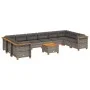 Set de sofás de jardín 11 pzas y cojines ratán sintético gris de vidaXL, Conjuntos de jardín - Ref: Foro24-3262026, Precio: 7...