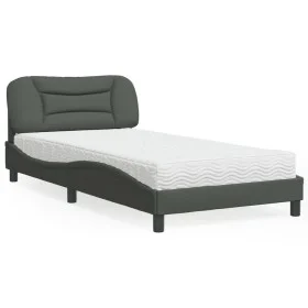 Bed with dark gray fabric mattress 100x200 cm by vidaXL, Beds and slatted bases - Ref: Foro24-3208514, Price: 320,23 €, Disco...