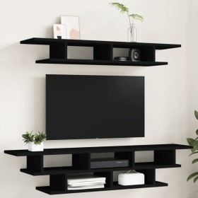 Muebles de TV de pared madera de ingeniería negro