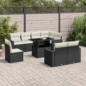 8-teiliges Gartensofa-Set und schwarze synthetische Rattankissen von vidaXL, Gartensets - Ref: Foro24-3267406, Preis: 602,35 ...
