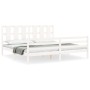 Double bed frame with white solid wood headboard by vidaXL, Beds and slatted bases - Ref: Foro24-3194132, Price: 166,88 €, Di...
