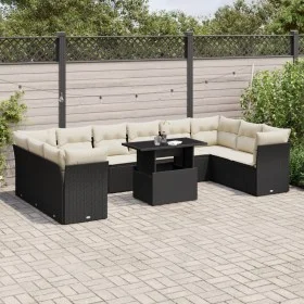 11-teiliges Gartensofa-Set und schwarze synthetische Rattankissen von vidaXL, Gartensets - Ref: Foro24-3266856, Preis: 697,03...