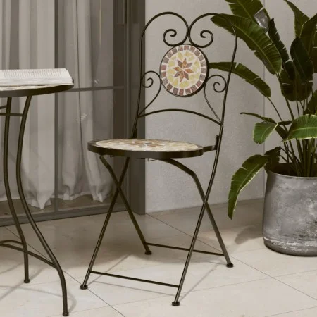 Klappbare Bistrostühle, 2 Stück, Terrakotta und weiße Keramik von vidaXL, Gartenstühle - Ref: Foro24-4003407, Preis: 165,48 €...