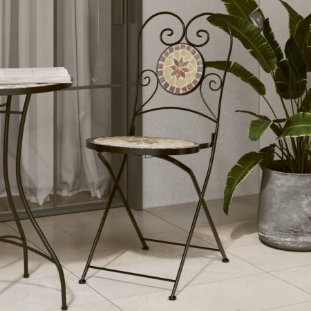 Klappbare Bistrostühle, 2 Stück, Terrakotta und weiße Keramik von vidaXL, Gartenstühle - Ref: Foro24-4003407, Preis: 169,10 €...