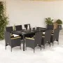 Garden dining set 9 pieces with black glass synthetic rattan cushions by vidaXL, Garden sets - Ref: Foro24-3278650, Price: 71...