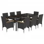 Garden dining set 9 pieces with black glass synthetic rattan cushions by vidaXL, Garden sets - Ref: Foro24-3278650, Price: 71...