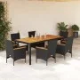 7-piece garden dining set with black acacia PE rattan cushions by vidaXL, Garden sets - Ref: Foro24-3278631, Price: 580,12 €,...
