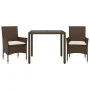 Set comedor jardín 3 pzas cojines ratán sintético vidrio marrón de vidaXL, Conjuntos de jardín - Ref: Foro24-3278549, Precio:...