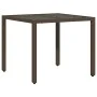 Set comedor jardín 3 pzas cojines ratán sintético vidrio marrón de vidaXL, Conjuntos de jardín - Ref: Foro24-3278549, Precio:...