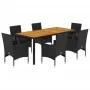 7-piece garden dining set with black acacia PE rattan cushions by vidaXL, Garden sets - Ref: Foro24-3278673, Price: 556,53 €,...