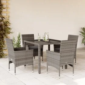 Garden dining set 5 pieces and gray glass synthetic rattan cushions by vidaXL, Garden sets - Ref: Foro24-3278556, Price: 359,...