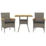 3-piece garden dining set with gray acacia PE rattan cushions by vidaXL, Garden sets - Ref: Foro24-3278699, Price: 230,75 €, ...