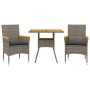 3-teilige Garten-Essgruppe mit Kissen aus grauem Akazien-PE-Rattan von vidaXL, Gartensets - Ref: Foro24-3278699, Preis: 221,7...