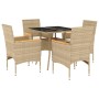 Garden dining set 5 pieces with beige glass synthetic rattan cushions by vidaXL, Garden sets - Ref: Foro24-3278708, Price: 36...