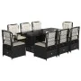 9-teiliges Garten-Essset und schwarze Kissen aus synthetischem Rattan von vidaXL, Gartensets - Ref: Foro24-3262923, Preis: 94...