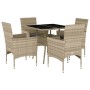 Garden dining set 5 pieces and light gray glass PE rattan cushions by vidaXL, Garden sets - Ref: Foro24-3278612, Price: 312,6...