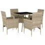 Set comedor jardín 5 pzas y cojines ratán PE vidrio gris claro de vidaXL, Conjuntos de jardín - Ref: Foro24-3278612, Precio: ...