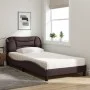 Bed with dark brown fabric mattress 100x200 cm by vidaXL, Beds and slatted bases - Ref: Foro24-3208516, Price: 282,95 €, Disc...