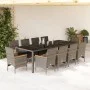 Garden dining set 11 pieces with synthetic rattan cushions and gray glass by vidaXL, Garden sets - Ref: Foro24-3278736, Price...