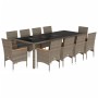 Garden dining set 11 pieces with synthetic rattan cushions and gray glass by vidaXL, Garden sets - Ref: Foro24-3278736, Price...