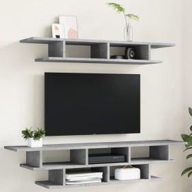Muebles de TV de pared madera ingeniería gris hormigón