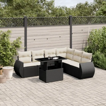 7-piece garden sofa set with black synthetic rattan cushions by vidaXL, Garden sets - Ref: Foro24-3268556, Price: 497,98 €, D...