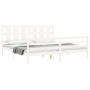Double bed frame with white solid wood headboard by vidaXL, Beds and slatted bases - Ref: Foro24-3194132, Price: 166,88 €, Di...