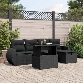 6-teilige Gartensofagarnitur und schwarze synthetische Rattankissen von vidaXL, Gartensets - Ref: Foro24-3275125, Preis: 441,...