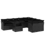 Gartensofa-Set 10-teilig mit schwarzen synthetischen Rattankissen von vidaXL, Gartensets - Ref: Foro24-3266835, Preis: 675,93...